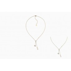 Dior Shiny-D fehér tenyésztett gyöngyös CD logós női sárgaarany kristályos nyaklánc