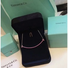 Tiffany Tiffany T rózsaszín Swarovski gyémántokkal díszített dupla T-smink medál nagy nyaklánc