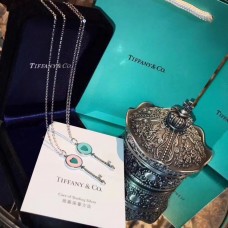 Tiffany Keys kék zománc szív alakú kulcs medál ezüst nyaklánc kék/rózsaszín