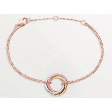 Cartier Trinity karkötő fehérarany/sárga isten rózsaszín gyémántokkal