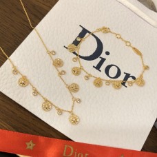 Christian Dior Rose Des Vents öt motívumos nyolcágú csillag-gyémánt fehér MOP medálok női sárgaarany karkötő/nyaklánc