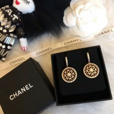 Christian Dior áttört sárgaréz virág medál női gyémántokkal díszített iránytű karika fülbevaló