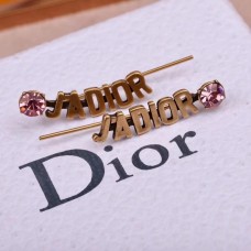 Dior JAdior Boucles Doreilles rózsaszín kristályos retró sárgaréz logós női fülbevaló
