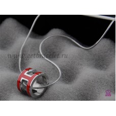 Hermés 3D Pop „H” logós kígyócsont színű piros nyaklánc fehéraranyban