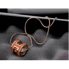 Hermés 3D Pop „H” logós kígyócsont színű narancssárga nyaklánc rózsaszínaranyban