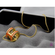 Hermés 3D Pop „H” logós kígyócsont színű narancssárga nyaklánc sárgaaranyban