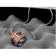 Hermés 3D Pop „H” logós kígyócsont színű narancssárga nyaklánc fehéraranyban