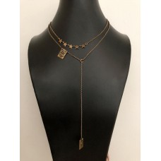 Christian Dior sárgaréz méhecske motívumú négyzet alakú medál női csillag alakú dupla szemű lánc nyaklánc