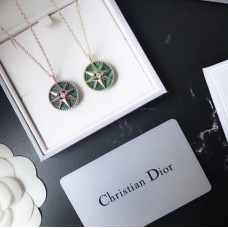 Christian Dior Rose Des Vents női zöld nyolcágú csillag medál gyémántokkal és sárgaarany/rozéarany nyaklánc