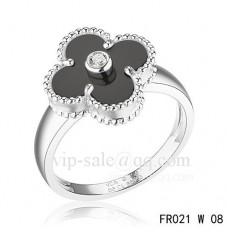 Van Cleef Alhambra gyűrű fehérarany ónixszal