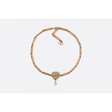 Dior LAmour Avenir szív motívum bájos csillag medál női sárgaréz gyémántokkal díszített nyaklánc