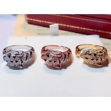 Panthere de Cartier Gyűrű Fehérarany/Sárgaarany/Rózsaszín Smaragd és Ónix Gyémántokkal