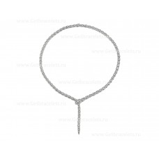 Bvlgari Serpenti Viper Slim nyaklánc 18 karátos fehéraranyból és teljes pave gyémántokból