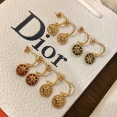 Dior Rose Des Vents nyolcágú csillaggal díszített sárgaarany női gyémánt fülbevaló MOP/malachit/karneol