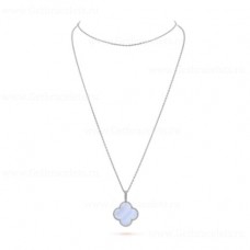 Van Cleef Arpels Magic Alhambra hosszú nyaklánc 1 motívumos medál fehérarany kalcedonnal