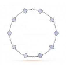 Van Cleef Arpels Magic Alhambra hosszú nyaklánc 10 motívumos medál fehérarany kalcedonnal