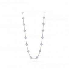 Van Cleef Arpels Magic Alhambra hosszú nyaklánc 20 motívumos fehérarany kalcedon medál