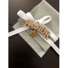 Cristian Dior JAdior logó alakú, csillag díszítésű női sárgaréz gyémántokkal díszített hajtű