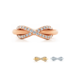 Tiffany Infinity gyűrű, rozéarany, modern ékszer Amerikában