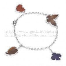 Van Cleef Arpels Lucky Alhambra karkötő 4 motívummal, fehéraranyban, 002-es kőkombinációval