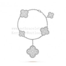 Van Cleef Arpels Magic Alhambra karkötő 5 motívumos fehérarany gyémántokkal