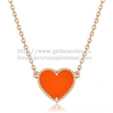 Van Cleef Arpels Édes Alhambra Szív Medál Rózsaszínarany Vörös Ónix Gyöngyházzal