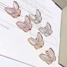 Van Cleef Arpels két pillangós gyöngyház fülbevaló gyémánttal, 3 színben