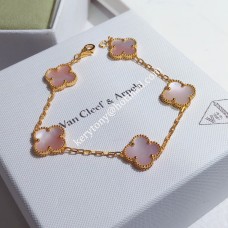 Van Cleef Arpels Alhambra karkötő 5 motívummal, rozéarany és rózsaszín gyöngyház díszítéssel, tavaszi