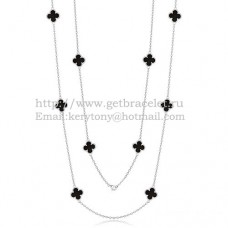 Van Cleef Arpels Alhambra nyaklánc fehérarany 10 motívummal és fekete agát gyöngyházzal