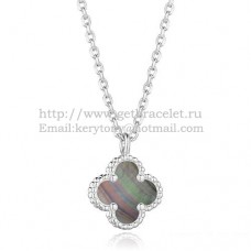 Van Cleef Arpels Édes Alhambra medál fehérarany szürke gyöngyházzal 9 mm