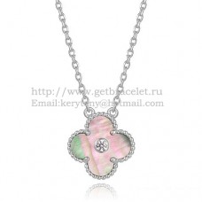 Van Cleef Arpels Alhambra medál fehérarany szürke gyöngyház kerek gyémántokkal