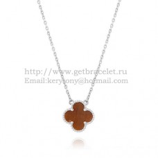 Van Cleef Arpels Alhambra medál fehérarany tigrisszem gyöngyházzal 15 mm