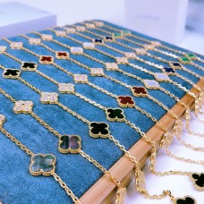 Van Cleef Arpels Alhambra hosszú nyaklánc 20 motívummal, gyöngyház gyémánttal, több színnel